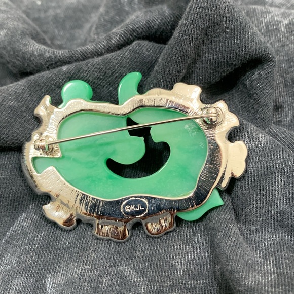 Kenneth Jay Lane Simulated Jade Dragon Pin. - Picture 4 of 8